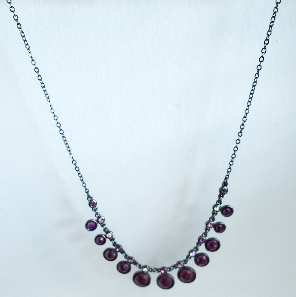 NWOT Faux Amethyst Rhinestone Necklace - Picture 3 of 6